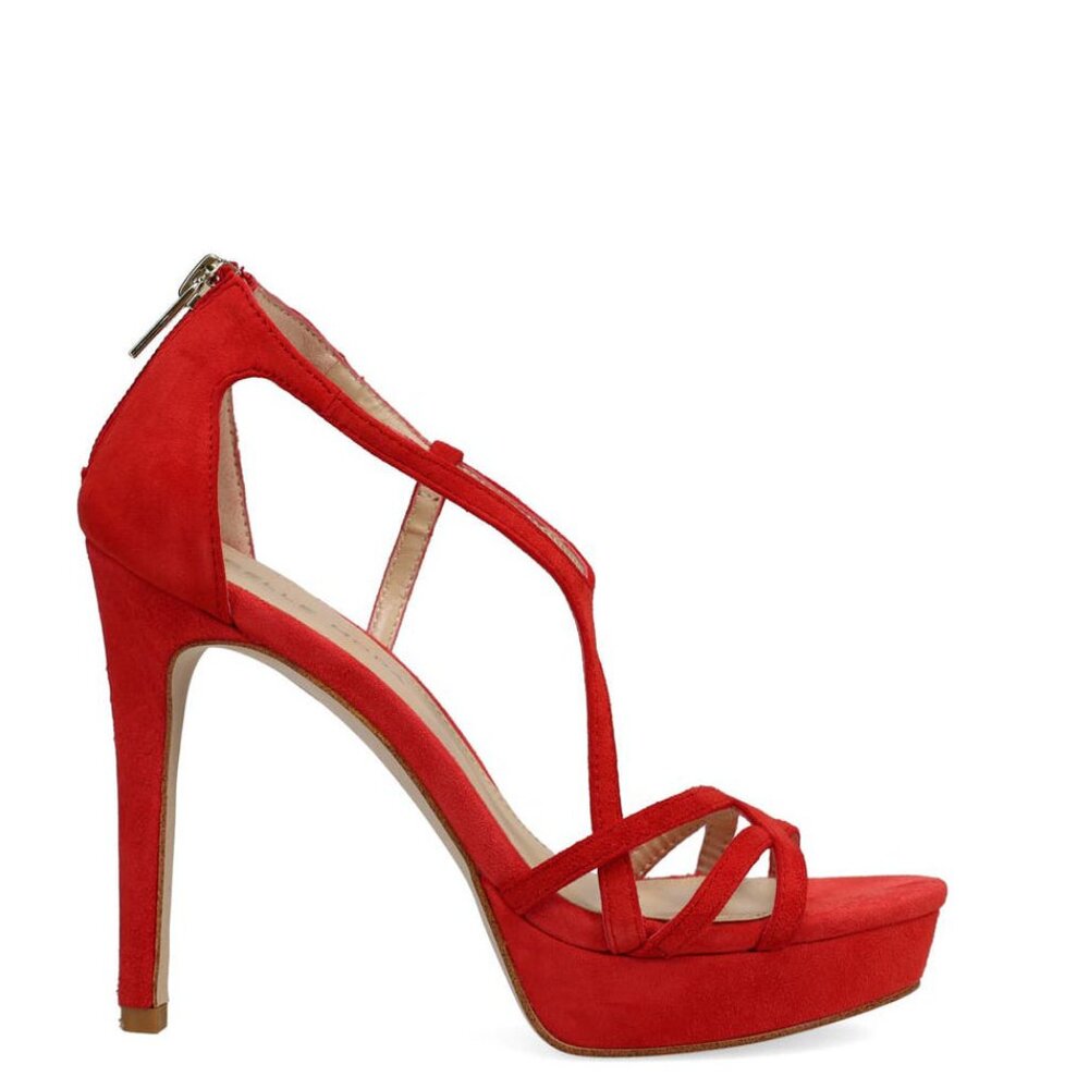 Bashwood Handmade Red Suede Leather Heeled Sandal